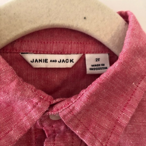 Janie and Jack Red Baby Button Down Shirt 2T - Picture 5 of 7